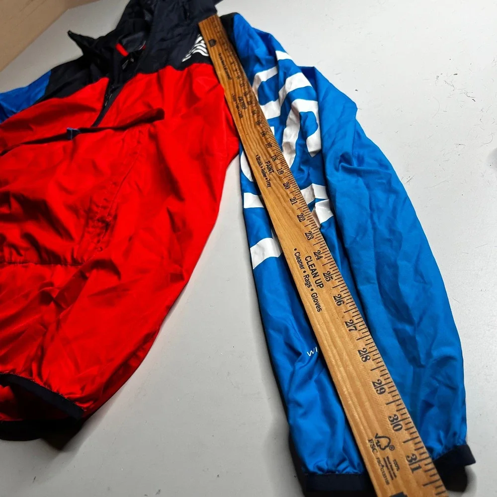 The North Face IC USA Windbreaker Anorak Red Blue Half Zip Pullover Mens XL